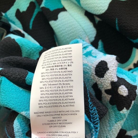 Michael Kors Sz S Turquoise Springtime Floral Relaxed Side Tie Kimono Top - Picture 7 of 8